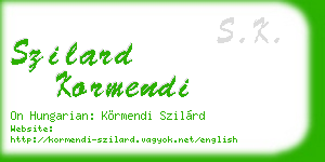 szilard kormendi business card